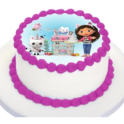 KARDASIS Gabby's Chat Disque Sucre 20cm Déco Gâteau Comestible Anniversaire Disque sucre comestible Gabby et La Maison Magique 20cm papier sucre pour déco gâteau, anniversaire enfant et gâteau maison - Publicité KARDASIS Gabby's Chat Disque Sucre 20cm Déco Gâteau Comestible Anniversaire Disque sucre comestible Gabby et La Maison Magique 20cm papier sucre pour déco gâteau, anniversaire enfant et gâteau maison - Publicité