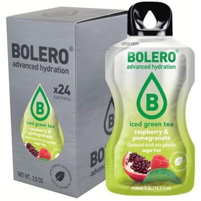 Bolero THÉ VERT GLACÉ FRAMBOISE & GRENADE 24x3g Poudre pour boisson sans sucre, édulcorée à la stévia + vitamine C convient aux enfants, aux sportifs et aux diabétiques sans gluten - Publicité Bolero THÉ VERT GLACÉ FRAMBOISE & GRENADE 24x3g Poudre pour boisson sans sucre, édulcorée à la stévia + vitamine C convient aux enfants, aux sportifs et aux diabétiques sans gluten - Publicité