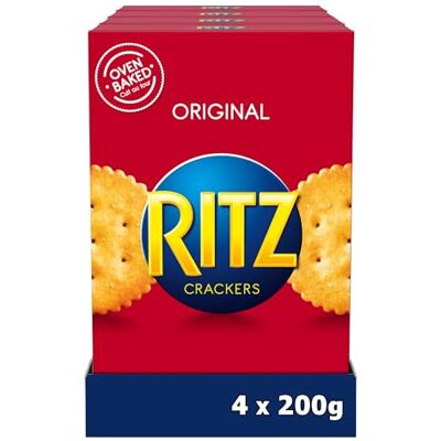 RITZ 4 Paquets de Crackers 200g A Partager entre Amis ou en Famille pour les Apéros Lot de 4x200g - Publicité RITZ 4 Paquets de Crackers 200g A Partager entre Amis ou en Famille pour les Apéros Lot de 4x200g - Publicité