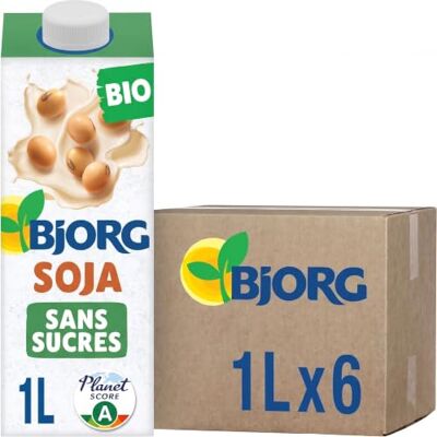 BJORG Boisson Végétale Soja Sans Sucres Bio 6 x 1 L 100% végétal Sans Sucre Ajouté Pauvre en matières grasses Sans Lactose - Publicité BJORG Boisson Végétale Soja Sans Sucres Bio 6 x 1 L 100% végétal Sans Sucre Ajouté Pauvre en matières grasses Sans Lactose - Publicité