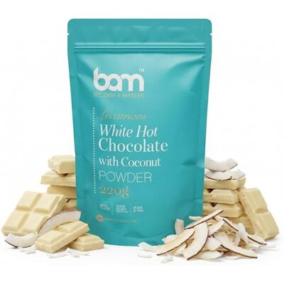 BAM Chocolat en Poudre – Préparation pour Chocolat Chaud Crémeux en Poudre, Avec Cuillère Doseuse – 220g, Blanc Coco - Publicité BAM Chocolat en Poudre – Préparation pour Chocolat Chaud Crémeux en Poudre, Avec Cuillère Doseuse – 220g, Blanc Coco - Publicité