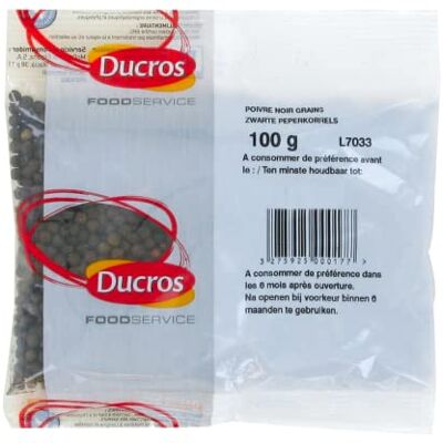 DUCROS Poivre noir entier / Poivre noir en grains 100g Marque (Lot de 2 sachets) - Publicité DUCROS Poivre noir entier / Poivre noir en grains 100g Marque (Lot de 2 sachets) - Publicité