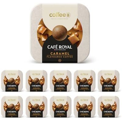 Café Royal 90 Coffee Balls Caramel Boules de café haut de gamme 100% compostables Spécialement conçues pour l'utilisation de la machine à café CoffeeB by - Publicité Café Royal 90 Coffee Balls Caramel Boules de café haut de gamme 100% compostables Spécialement conçues pour l'utilisation de la machine à café CoffeeB by - Publicité