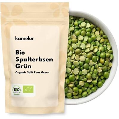 Kamelur 500 g de pois verts séchés bio Légumineuses bio séchées sans additifs Pois séchés verts semi-biologiques dans un emballage biodégradable - Publicité Kamelur 500 g de pois verts séchés bio Légumineuses bio séchées sans additifs Pois séchés verts semi-biologiques dans un emballage biodégradable - Publicité