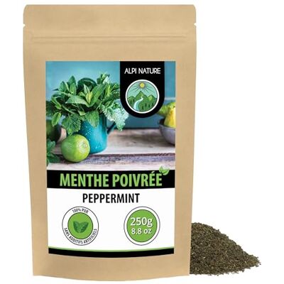 Alpi Nature Menthe Poivrée Tisane 250g, Feuilles de Menthe Poivrée Séchées et Coupées, Thé en Vrac - Publicité Alpi Nature Menthe Poivrée Tisane 250g, Feuilles de Menthe Poivrée Séchées et Coupées, Thé en Vrac - Publicité