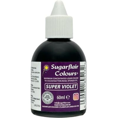 Sugarflair - Max Concentrate - 60ml - Super Violet - Liquid Colouring - Publicité Sugarflair - Max Concentrate - 60ml - Super Violet - Liquid Colouring - Publicité