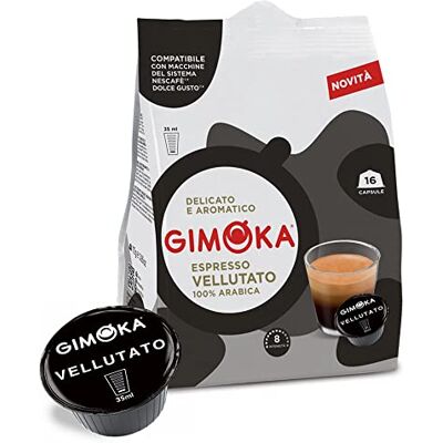 Gimoka Mélange Espresso Vellutato 100% Arabica intensité 8/13-64 Capsules Compatibles avec les machines à café de la marque Nescafé* Dolce Gusto* Produit en Italie (lot de 4 x 16) - Publicité Gimoka Mélange Espresso Vellutato 100% Arabica intensité 8/13-64 Capsules Compatibles avec les machines à café de la marque Nescafé* Dolce Gusto* Produit en Italie (lot de 4 x 16) - Publicité