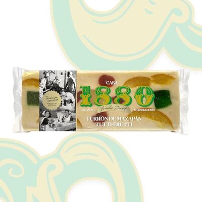 1880 Turrón au Massepain Tutti-Frutti "Rilsan" 300g, Tablette aux Amandes Sélectionnées, Texture Crémeuse, Qualité Suprême, Nougat Classique, Fait Main, Recette Traditionnelle, Cadeau de Noël - Publicité 1880 Turrón au Massepain Tutti-Frutti "Rilsan" 300g, Tablette aux Amandes Sélectionnées, Texture Crémeuse, Qualité Suprême, Nougat Classique, Fait Main, Recette Traditionnelle, Cadeau de Noël - Publicité