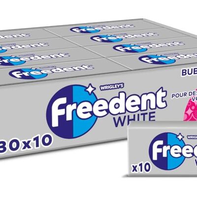 Freedent WHITE Chewing Gum Sans Sucre Goût Bubble Menthe 30 Paquets de 10 Dragées Grand Format 300 Dragées 420g - Publicité Freedent WHITE Chewing Gum Sans Sucre Goût Bubble Menthe 30 Paquets de 10 Dragées Grand Format 300 Dragées 420g - Publicité