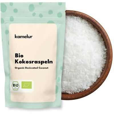 Kamelur BIO noix de coco râpée sans sucre ajouté flocons de noix de coco BIO sans additifs noix de coco râpée BIO en emballage biodégradable 500g - Publicité Kamelur BIO noix de coco râpée sans sucre ajouté flocons de noix de coco BIO sans additifs noix de coco râpée BIO en emballage biodégradable 500g - Publicité