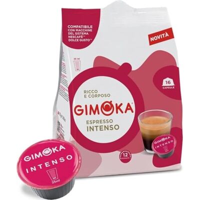 Gimoka Mélange Espresso Intenso intensité 12/13-64 Capsules Compatibles avec les machines à café de la marque Nescafé* Dolce Gusto* Produit en Italie (lot de 4 x 16) - Publicité Gimoka Mélange Espresso Intenso intensité 12/13-64 Capsules Compatibles avec les machines à café de la marque Nescafé* Dolce Gusto* Produit en Italie (lot de 4 x 16) - Publicité