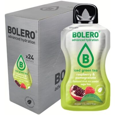 Bolero THÉ VERT GLACÉ FRAMBOISE & GRENADE 24x8g Poudre pour boisson sans sucre, édulcorée à la stévia + vitamine C convient aux enfants, aux sportifs et aux diabétiques sans gluten - Publicité Bolero THÉ VERT GLACÉ FRAMBOISE & GRENADE 24x8g Poudre pour boisson sans sucre, édulcorée à la stévia + vitamine C convient aux enfants, aux sportifs et aux diabétiques sans gluten - Publicité