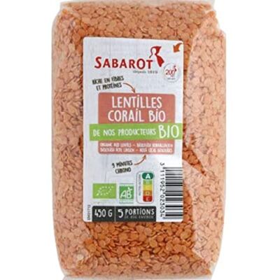 Sabarot Lentilles corail, Bio Le sachet de 450g - Publicité Sabarot Lentilles corail, Bio Le sachet de 450g - Publicité