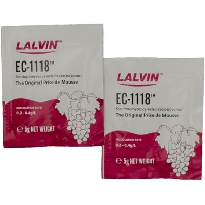 Lalvin 2x EC1118 levure sèche 5 g pour vin blanc, vin rosé, vin de fruits, fermentation à froid, fermentation de vin effervescent - Publicité Lalvin 2x EC1118 levure sèche 5 g pour vin blanc, vin rosé, vin de fruits, fermentation à froid, fermentation de vin effervescent - Publicité