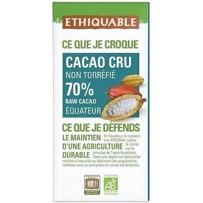 ETHIQUABLE Cacao cru non torréfié 70% de cacao bio & équitable - Publicité ETHIQUABLE Cacao cru non torréfié 70% de cacao bio & équitable - Publicité