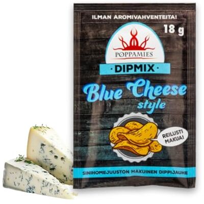 POPPAMIES Mélange à trempette style fromage bleu – Poudre à tremper végétalienne au fromage bleu pour ailes, légumes et collations – Sans gluten, sans lactose – 18 g - Publicité POPPAMIES Mélange à trempette style fromage bleu – Poudre à tremper végétalienne au fromage bleu pour ailes, légumes et collations – Sans gluten, sans lactose – 18 g - Publicité