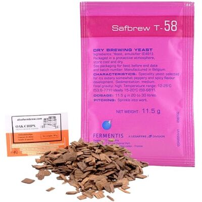 AlcoFermBrew 1 x Levure Fermentis T-58 + Copeaux de Chêne, Levure de Bière - Publicité AlcoFermBrew 1 x Levure Fermentis T-58 + Copeaux de Chêne, Levure de Bière - Publicité