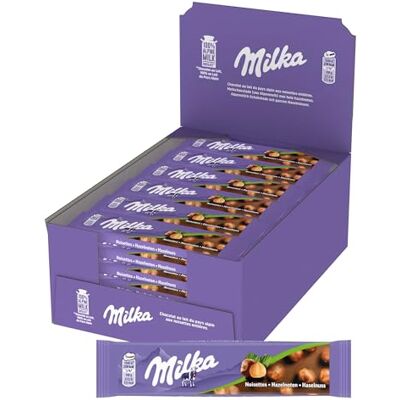 Milka Barre Chocolat au Lait et Noisettes Entières 30x45g - Publicité Milka Barre Chocolat au Lait et Noisettes Entières 30x45g - Publicité