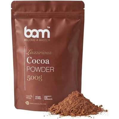 BAM Cacao en Poudre Non Sucré – Poudre de Cacao Pur 100% pour Pâtisserie, Gâteaux et Desserts – Sans Gluten – 500 g - Publicité BAM Cacao en Poudre Non Sucré – Poudre de Cacao Pur 100% pour Pâtisserie, Gâteaux et Desserts – Sans Gluten – 500 g - Publicité