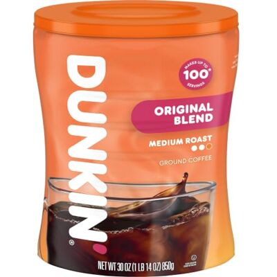 Dunkin' Donuts Dunkin Donuts Mélange original Moyen rôti au sol Canister Café 850g - Publicité Dunkin' Donuts Dunkin Donuts Mélange original Moyen rôti au sol Canister Café 850g - Publicité