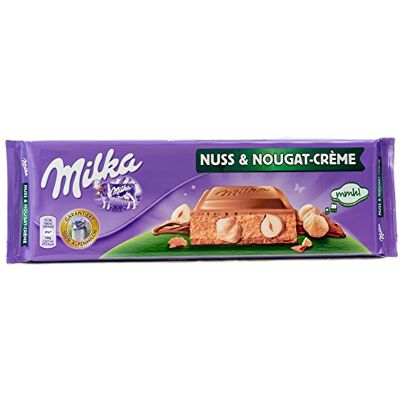 Milka Mmmax Nussini Chocolat au lait des Alpes avec crème fine de noisettes, noix et gaufre croustillante 270 g - Publicité Milka Mmmax Nussini Chocolat au lait des Alpes avec crème fine de noisettes, noix et gaufre croustillante 270 g - Publicité