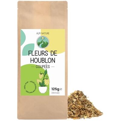 Alpi Nature Houblon Coupé 125g, Pétales de Houblon Séchés et Coupés, Humulus Lupulus, Tisane en Vrac - Publicité Alpi Nature Houblon Coupé 125g, Pétales de Houblon Séchés et Coupés, Humulus Lupulus, Tisane en Vrac - Publicité