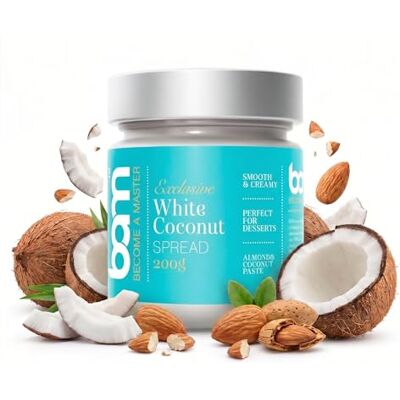 BAM Pâte à Tartiner aux Fruits à Coque de Qualité Supérieure – Parfaite pour Topping, Croissant, Dessert – 200g, Coco blanche - Publicité BAM Pâte à Tartiner aux Fruits à Coque de Qualité Supérieure – Parfaite pour Topping, Croissant, Dessert – 200g, Coco blanche - Publicité