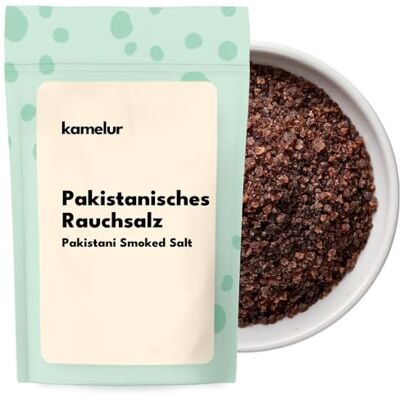 Kamelur 200g de sel fumé pakistanais à l'arôme intense, sans additifs sel naturel de grande qualité fumé à froid sur du bois de chêne - Publicité Kamelur 200g de sel fumé pakistanais à l'arôme intense, sans additifs sel naturel de grande qualité fumé à froid sur du bois de chêne - Publicité