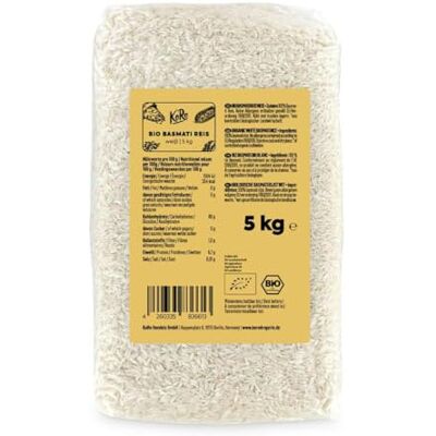 KoRo Riz basmati blanc biologique 5 kg riz biologique, sans additifs, en provenance d'Inde, aromatique et facile à cuisiner, pour les plats principaux, les accompagnements et les desserts. Publicité KoRo Riz basmati blanc biologique 5 kg riz biologique, sans additifs, en provenance d'Inde, aromatique et facile à cuisiner, pour les plats principaux, les accompagnements et les desserts. Publicité