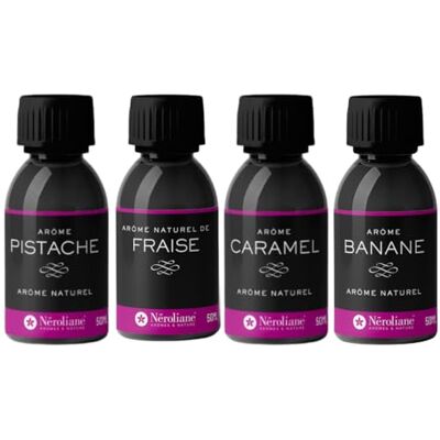 Néroliane LOT 4 AROMES NATURELS Fraise-Banane-Caramel-Pistache - Publicité Néroliane LOT 4 AROMES NATURELS Fraise-Banane-Caramel-Pistache - Publicité