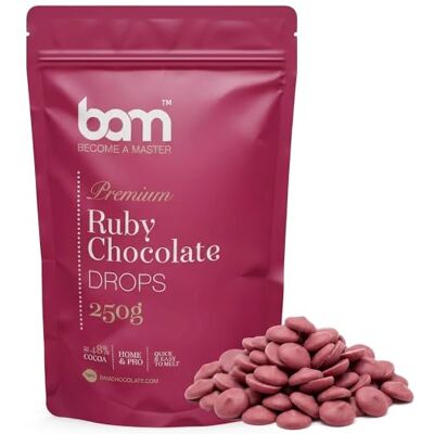 BAM Pépites de Chocolat – Chocolat Blanc avec arôme pour Desserts, Ganaches, Crèmes – Chocolat Pâtissier Raffiné, (Ruby Chocolat 250 g) - Publicité BAM Pépites de Chocolat – Chocolat Blanc avec arôme pour Desserts, Ganaches, Crèmes – Chocolat Pâtissier Raffiné, (Ruby Chocolat 250 g) - Publicité