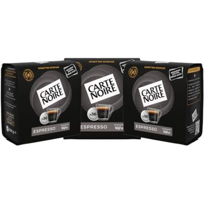 Lavazza Carte Noire Lot de 108 dosettes souples Espresso 3x36 - Publicité Lavazza Carte Noire Lot de 108 dosettes souples Espresso 3x36 - Publicité
