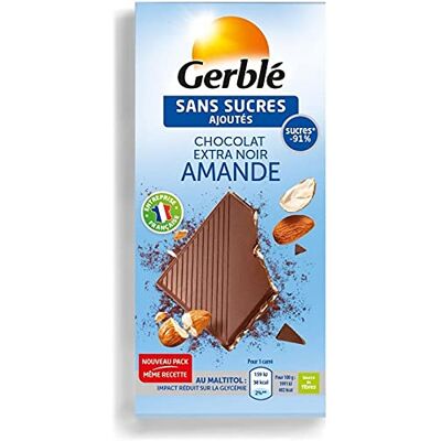 Gerblé Chocolat Extra Noir Amande Sans Sucres Ajoutés 80g (lot de 3) - Publicité Gerblé Chocolat Extra Noir Amande Sans Sucres Ajoutés 80g (lot de 3) - Publicité