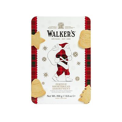 Walkers Shortbread « Père Noël » Festive Shapes Tin Boîte de 250 g - Publicité Walkers Shortbread « Père Noël » Festive Shapes Tin Boîte de 250 g - Publicité
