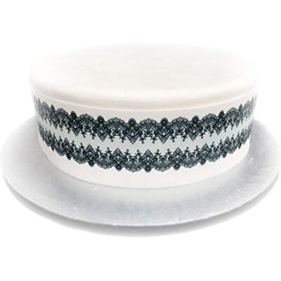 Top That Feuille de décoration comestible noire effet dentelle – Parfait pour les grands gâteaux – Facile à utiliser - Publicité Top That Feuille de décoration comestible noire effet dentelle – Parfait pour les grands gâteaux – Facile à utiliser - Publicité