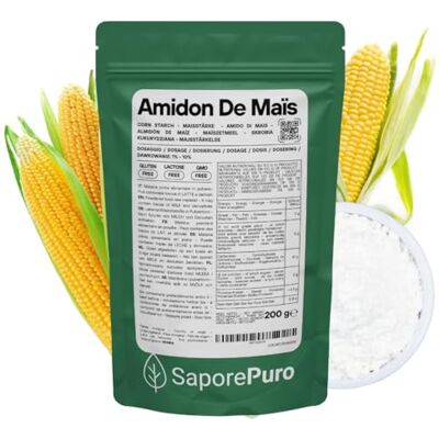 SaporePuro Amidon de Maïs Natif 200 g – Épaississant Naturel pour Desserts, Crèmes et Sauces – Sans Gluten et Vegan - Publicité SaporePuro Amidon de Maïs Natif 200 g – Épaississant Naturel pour Desserts, Crèmes et Sauces – Sans Gluten et Vegan - Publicité