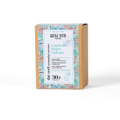 QUAI SUD Thé vert aromatisé Cannelle-Poire-Safran 15 infusettes 30G - Publicité QUAI SUD Thé vert aromatisé Cannelle-Poire-Safran 15 infusettes 30G - Publicité