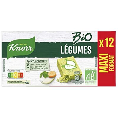 Knorr Bouillon Deshydraté de Légumes, Bio, Les 12 Cubes, 120g - Publicité Knorr Bouillon Deshydraté de Légumes, Bio, Les 12 Cubes, 120g - Publicité