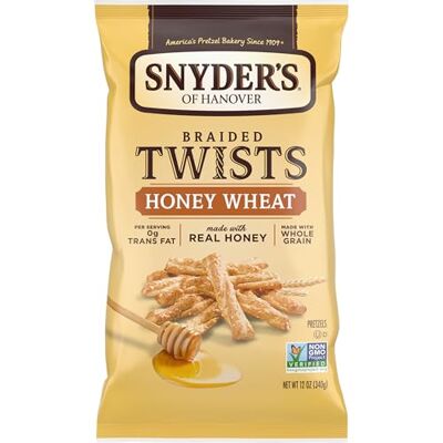 Snyder's of Hanover Bretzels Tresses Twists, blé miel, 355 ml - Publicité Snyder's of Hanover Bretzels Tresses Twists, blé miel, 355 ml - Publicité