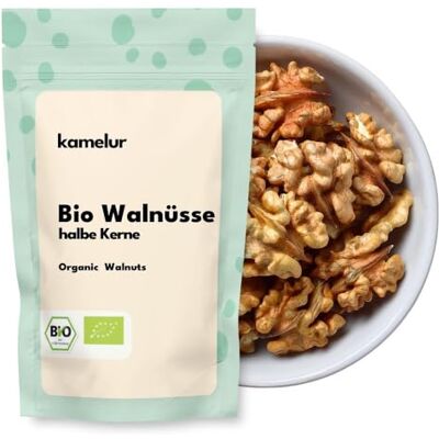 Kamelur noix entières biologiques sans coque, cerneaux de non traités d'Italie, moitiés de brutes et naturelles de la région de Campanie 1 kg (Lot de 1) - Publicité Kamelur noix entières biologiques sans coque, cerneaux de non traités d'Italie, moitiés de brutes et naturelles de la région de Campanie 1 kg (Lot de 1) - Publicité