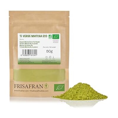FRISAFRAN Thé Matcha en poudre Bio 50g Vert The Matcha thé 100% Biologique Minceur Drainage Qualité Cérémonielle The Pour Maigrir Thé Vert Matcha Naturel Smoothies-Boissons - Publicité FRISAFRAN Thé Matcha en poudre Bio 50g Vert The Matcha thé 100% Biologique Minceur Drainage Qualité Cérémonielle The Pour Maigrir Thé Vert Matcha Naturel Smoothies-Boissons - Publicité
