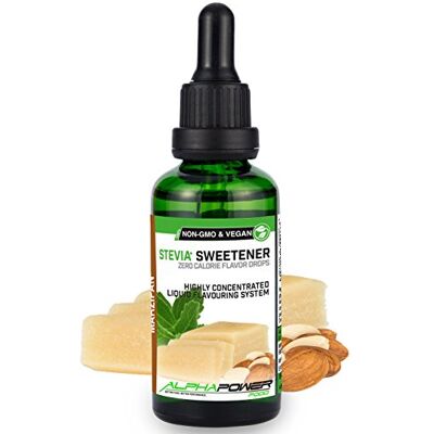 ALPHAPOWER FOOD Stévia Gouttes de massepain arôme alimentaire naturel I Édulcorant Liquide très concentré 1 x 50 ml. flavour Stevia drops, Flavdrops - Publicité ALPHAPOWER FOOD Stévia Gouttes de massepain arôme alimentaire naturel I Édulcorant Liquide très concentré 1 x 50 ml. flavour Stevia drops, Flavdrops - Publicité