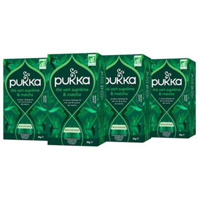 Lipton Pukka, Infusion Bio Thé Vert Suprême et Matcha, Infusion Biologique et Ayurvédique,100% des Ingrédients Issus du Commerce Equitable, 80 Sachets, Lot de 4x20 sachets - Publicité Lipton Pukka, Infusion Bio Thé Vert Suprême et Matcha, Infusion Biologique et Ayurvédique,100% des Ingrédients Issus du Commerce Equitable, 80 Sachets, Lot de 4x20 sachets - Publicité