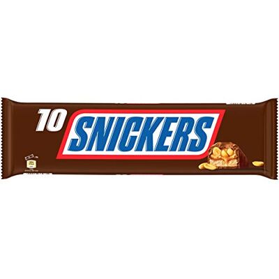 M&M's SNICKERS Barres au chocolat au lait fourrée de caramel et cachuètes grillées Sachet de 10 barres (Lot de 4) - Publicité M&M's SNICKERS Barres au chocolat au lait fourrée de caramel et cachuètes grillées Sachet de 10 barres (Lot de 4) - Publicité
