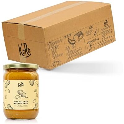 KoRo Beurre de cacahuète salé 500g Vegan Beurre de noix à base de cacahuètes grillées et d'une pincée de sel Sans huile de palme et sans sucre ajouté* Source de protéines - Publicité KoRo Beurre de cacahuète salé 500g Vegan Beurre de noix à base de cacahuètes grillées et d'une pincée de sel Sans huile de palme et sans sucre ajouté* Source de protéines - Publicité