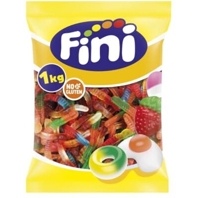 Fini - Bonbons gélifiés en forme de serpent et de souris - 1 kg Sans gluten - Publicité Fini - Bonbons gélifiés en forme de serpent et de souris - 1 kg Sans gluten - Publicité
