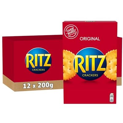 RITZ 12 Paquets de Crackers 200g A Partager entre Amis ou en Famille pour les Apéros Lot de 12x200g - Publicité RITZ 12 Paquets de Crackers 200g A Partager entre Amis ou en Famille pour les Apéros Lot de 12x200g - Publicité