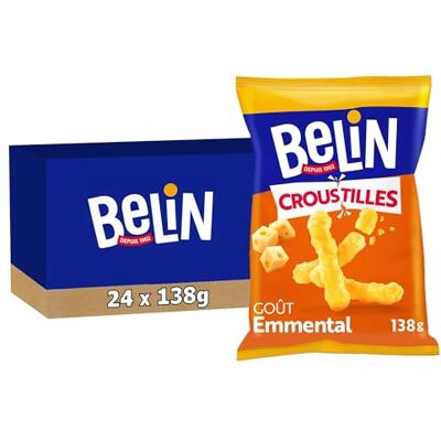 Belin 24 Sachets de Biscuits Soufflés Croustillants Goût Emmental A Partager entre Amis ou en Famille pour les Apéros Fabriqué en France Lot de 24x138g - Publicité Belin 24 Sachets de Biscuits Soufflés Croustillants Goût Emmental A Partager entre Amis ou en Famille pour les Apéros Fabriqué en France Lot de 24x138g - Publicité