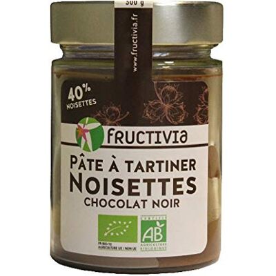 Beurre de Noisettes Bio au Chocolat Noir Fructivia - 300g - Publicité Beurre de Noisettes Bio au Chocolat Noir Fructivia - 300g - Publicité