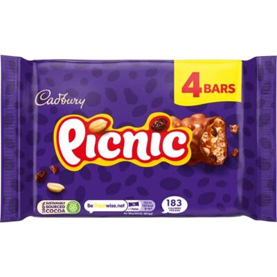 Cadbury Chocolat De Pique-Nique Barre 4 Par Paquet - Publicité Cadbury Chocolat De Pique-Nique Barre 4 Par Paquet - Publicité